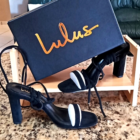 Lulus Shoes - Lulus XYLIA Black Velvet Lace-Up Heels. Size 6 1/2. Very Good Cond. Really Cute!